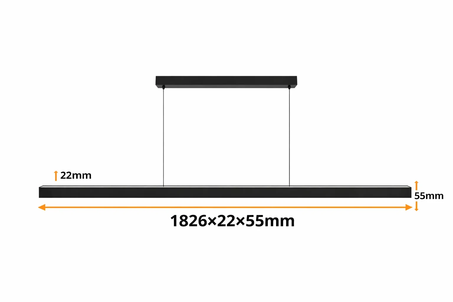 LED lineair pendelarmatuur, 36W, 3CCT, sensor, 1826mm