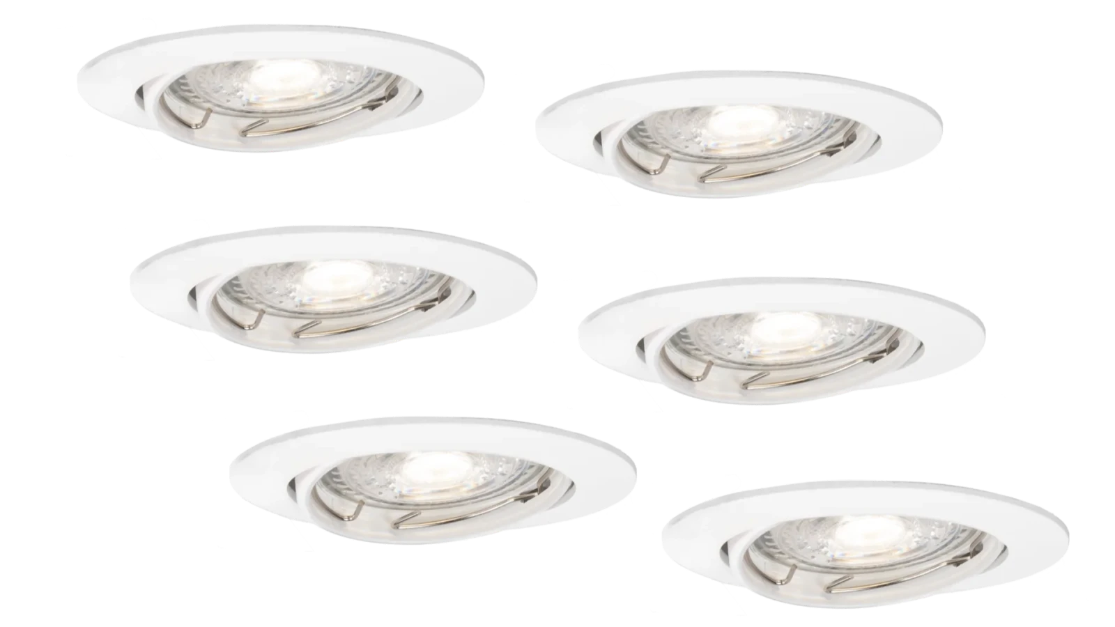 LED Inbouwspot Armatuur Set, Ø82xH22 mm, IP20, Kantelbaar 30°, Wit, 6 stuks