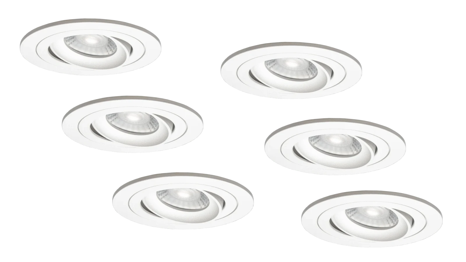 LED GU10 Inbouwspot Armatuur Set, Ø92xH23 mm, Kantelbaar, Wit, 6 stuks
