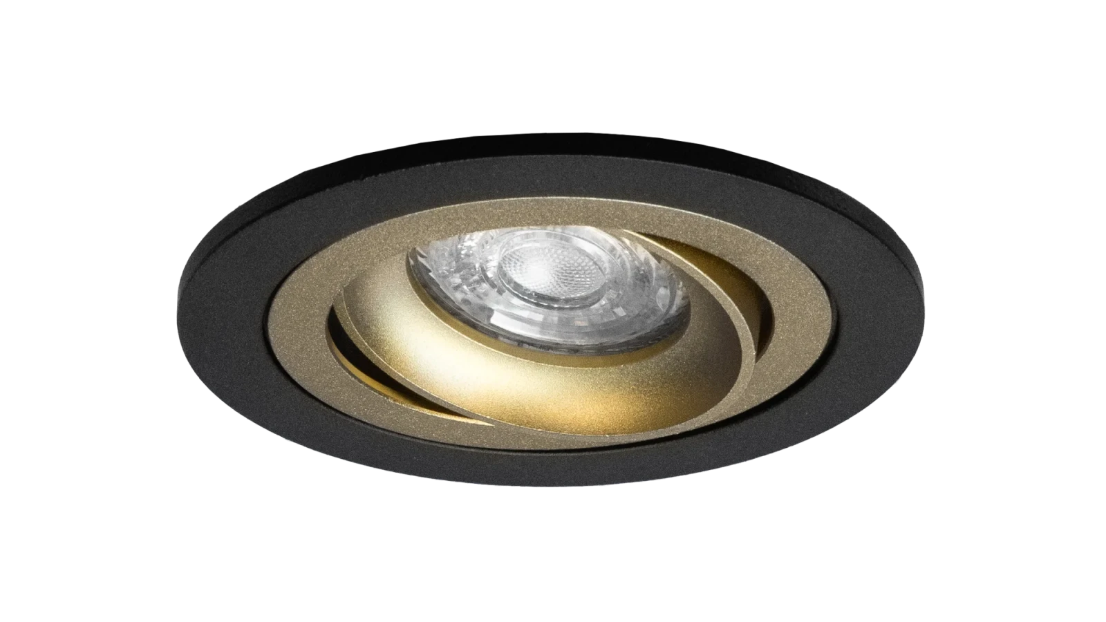 LED Inbouwspot Armatuur Set, Ø92xH23 mm, Kantelbaar, Mat Zwart en Goud, 6 stuks