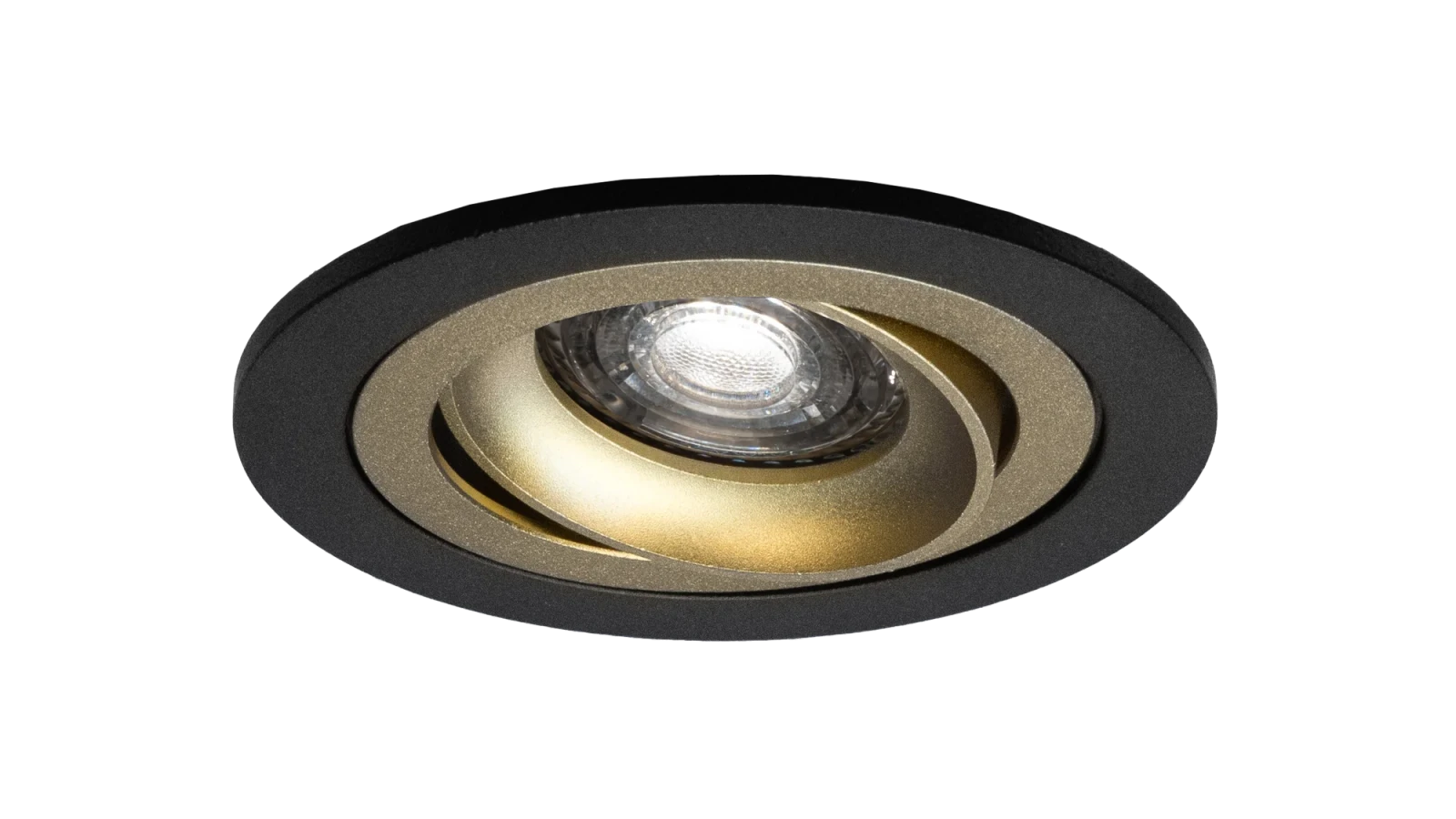 LED Inbouwspot Armatuur Set, Ø92xH23 mm, Kantelbaar, Mat Zwart en Goud, 6 stuks