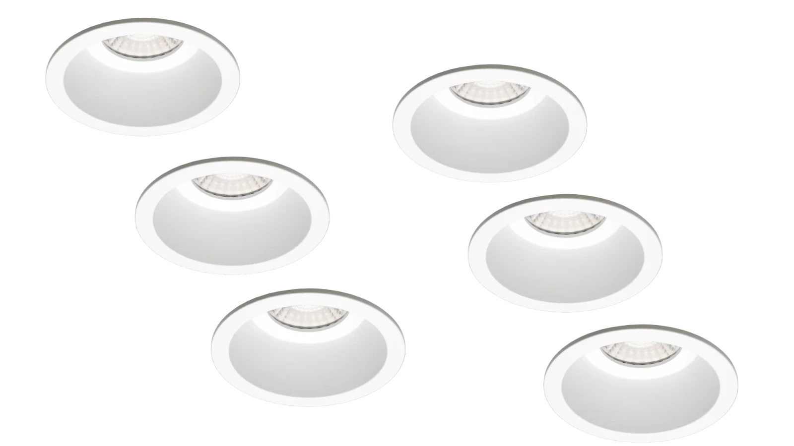 LED Inbouwspot Armatuur Set, Ø85xH50 mm, IP54, Rond, Wit, 6 stuks