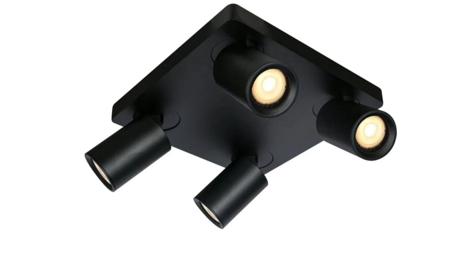 LED Plafondspot vierkant, Opbouw, 4-Lichts, Kantelbaar, Dimbaar, GU10, Zwart