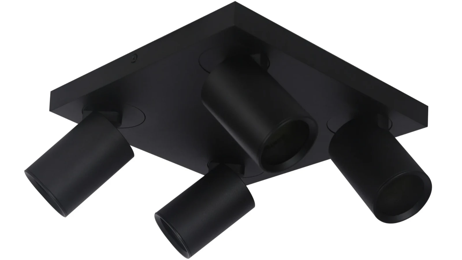 LED Plafondspot vierkant, Opbouw, 4-Lichts, Kantelbaar, Dimbaar, GU10, Zwart