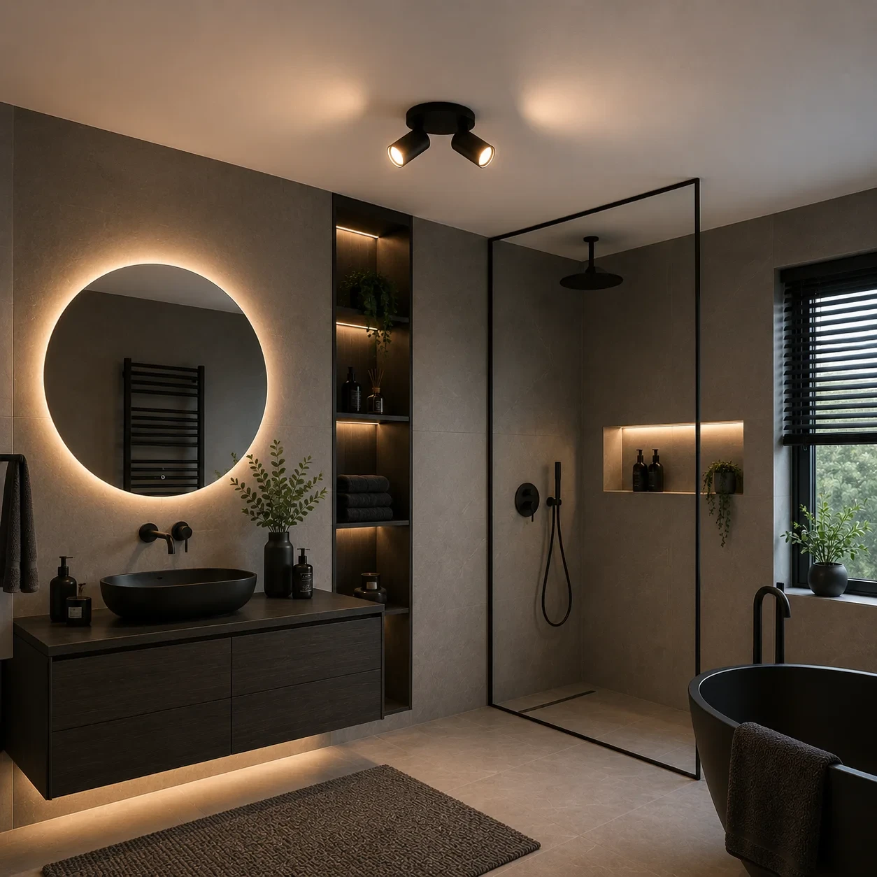 Badkamer Spot NOVA2, 2-Lichts, IP44, Zwart