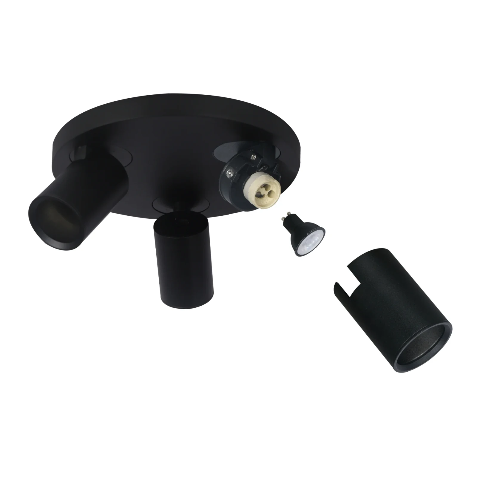 Plafondspot NOVA3 R, 3-Lichts, IP20, Zwart