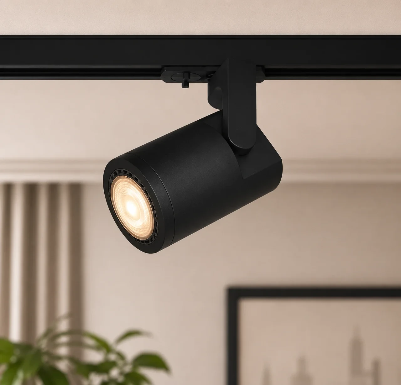 1-Fase LED Railspot, GU10, IP20, Ø60x90 mm, Zwart