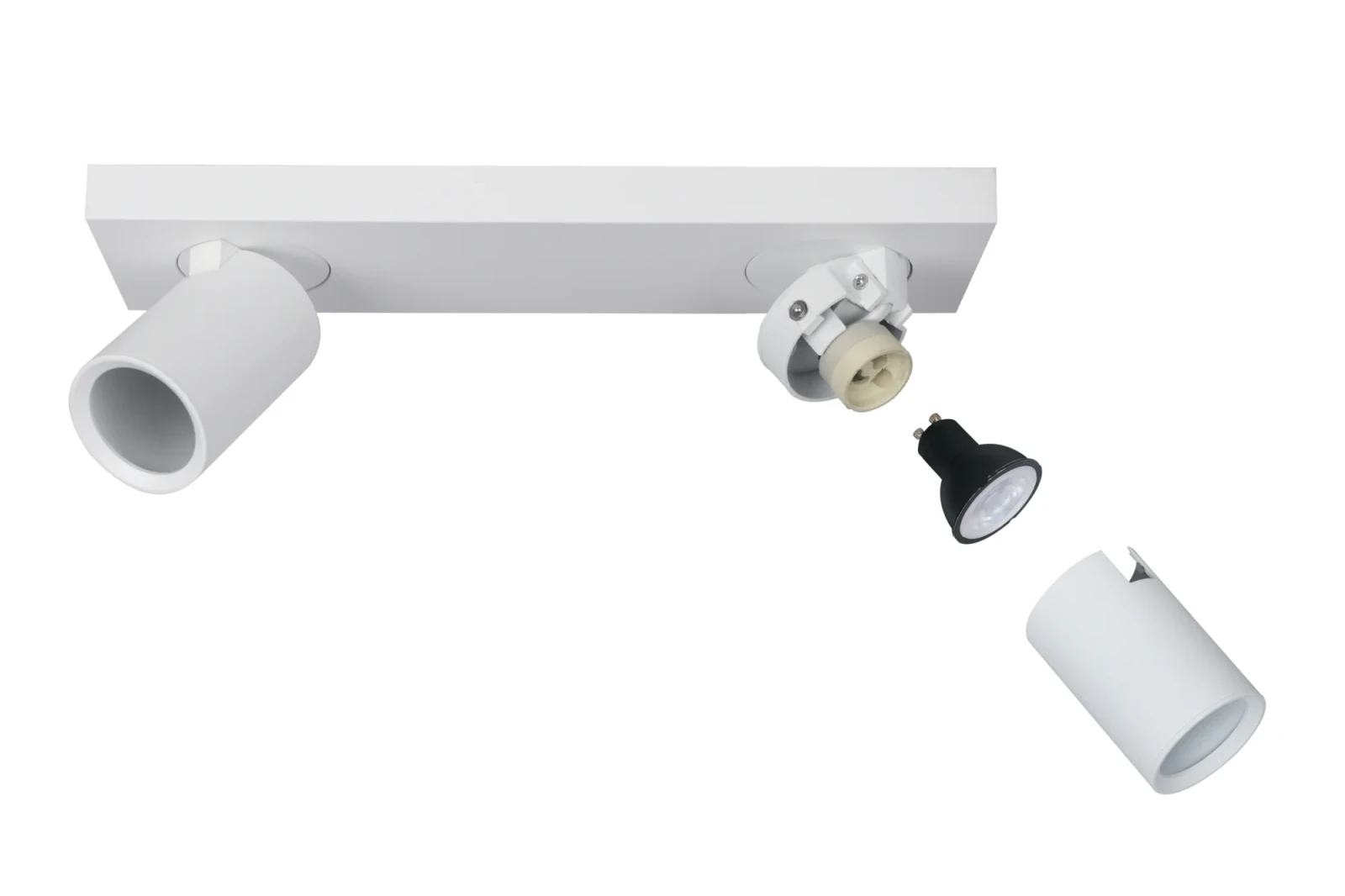 Plafondspot NOVA2 S, Rechthoekig, 2-Lichts, Kantelbaar, GU10, Wit