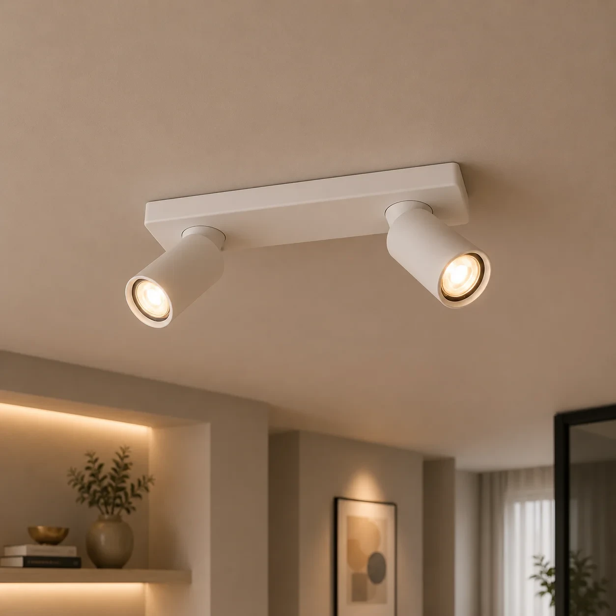 Plafondspot NOVA2 S, Rechthoekig, 2-Lichts, Kantelbaar, GU10, Wit