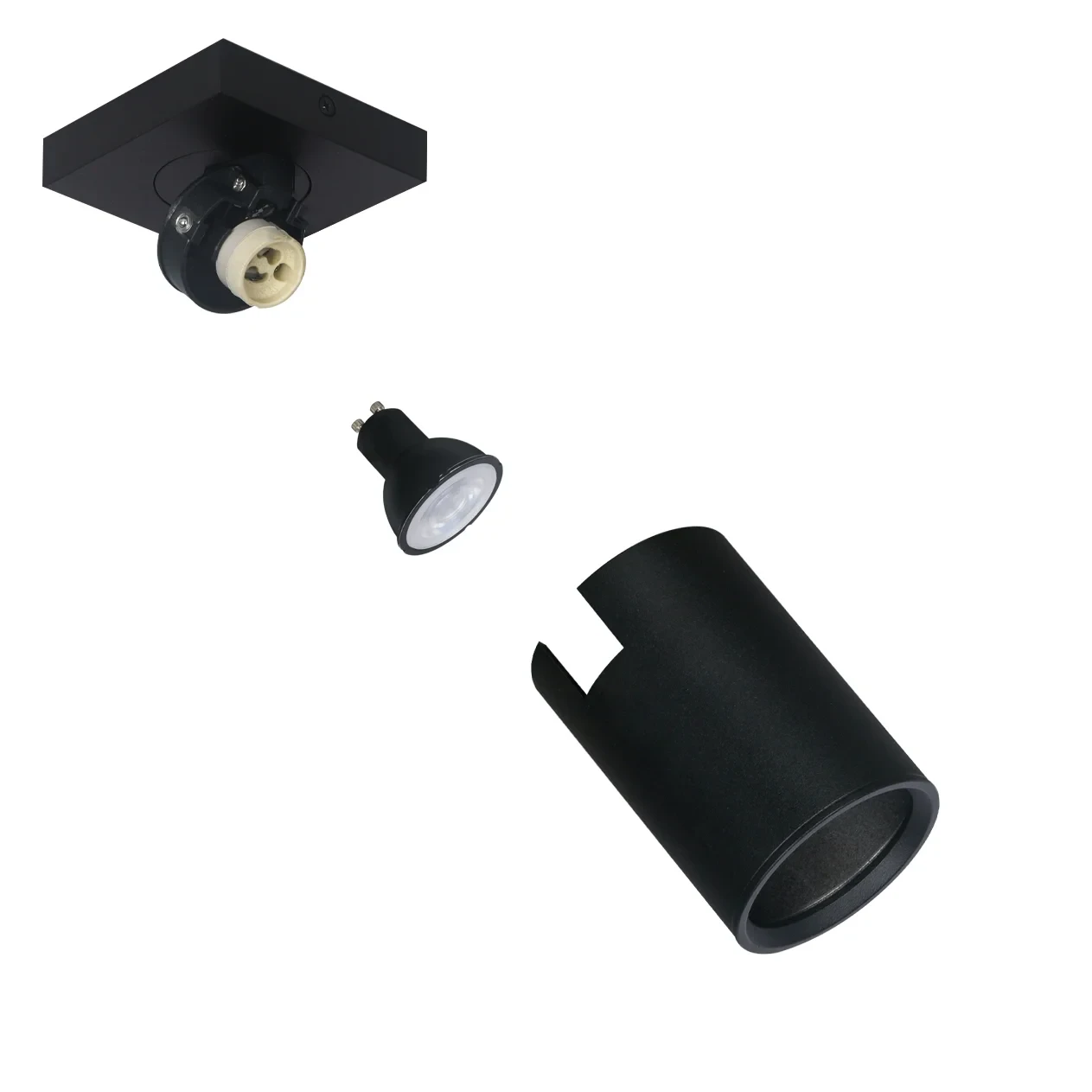 Plafondspot NOVAS, Vierkant, GU10, IP20, Zwart