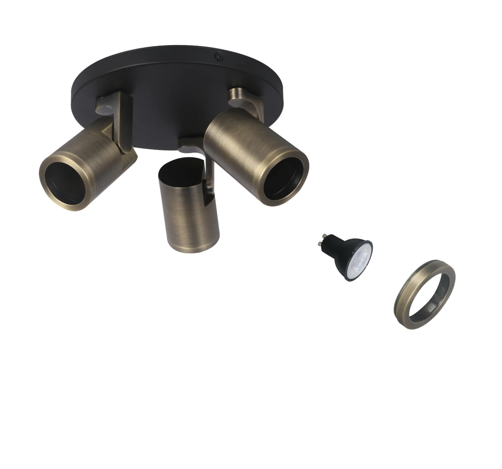 Plafondspot SOLO 3, 3-Lichts, IP20, Antiek Brons