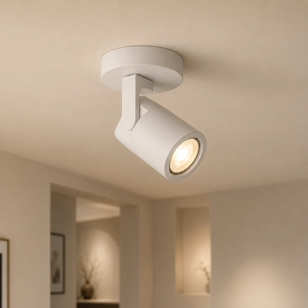 Plafondspot SOLO, Rond, Kantelbaar, GU10, IP20, Wit