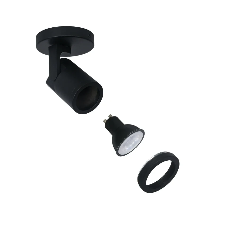 Plafondspot SOLO, Rond, Kantelbaar, GU10, IP20, Zwart