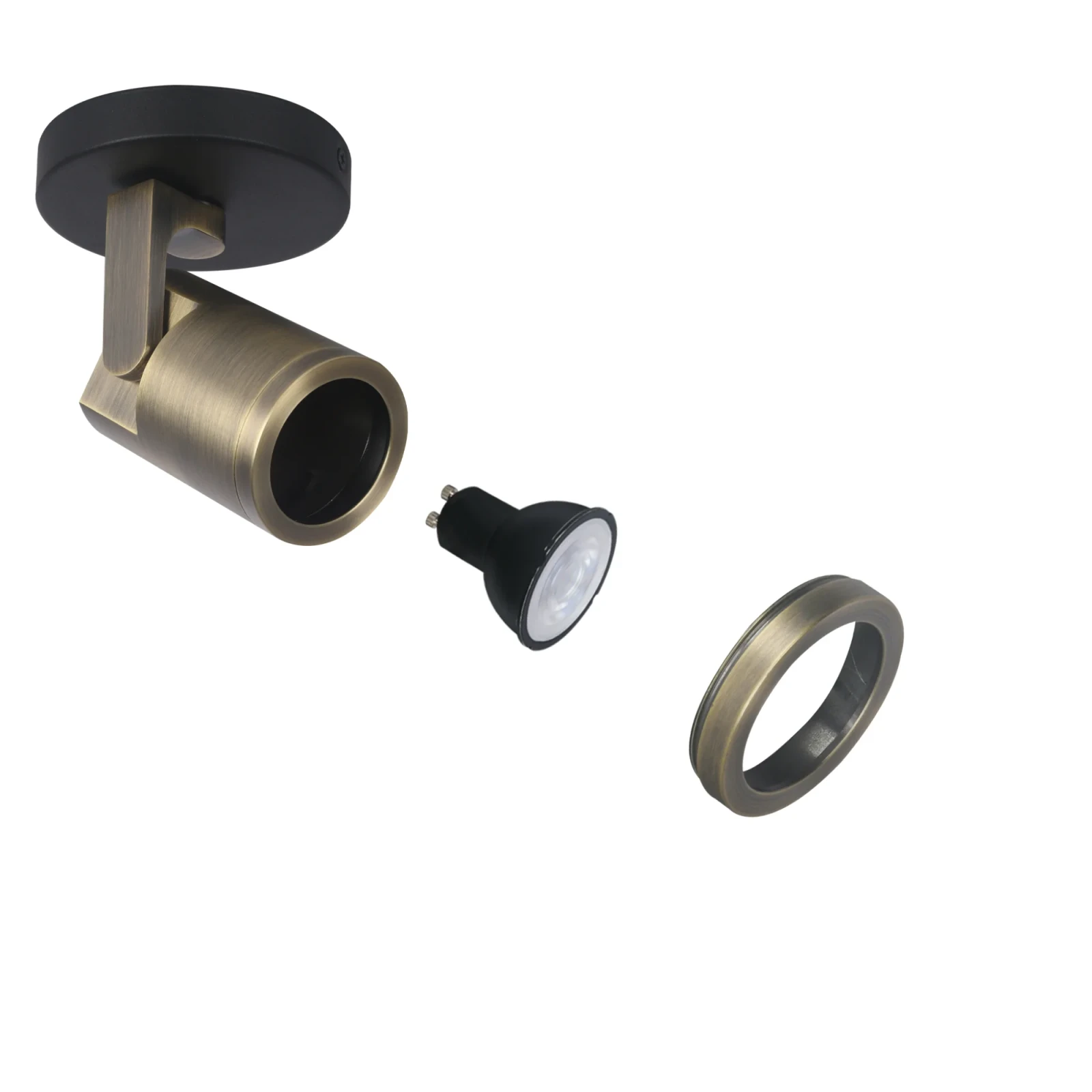 Plafondspot SOLO, Rond, Kantelbaar, GU10, IP20, Antiek Brons