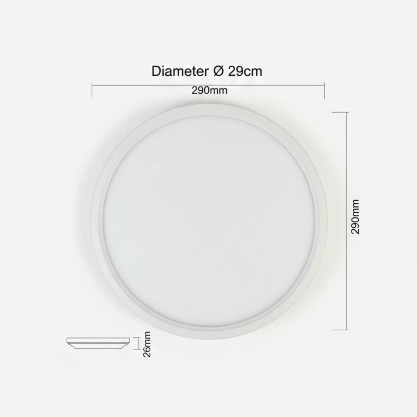 LED Plafondlamp, 22W, 1980 lumen, Ø29 cm, CCT 3000K-4000K-6500K, IP54, Wit