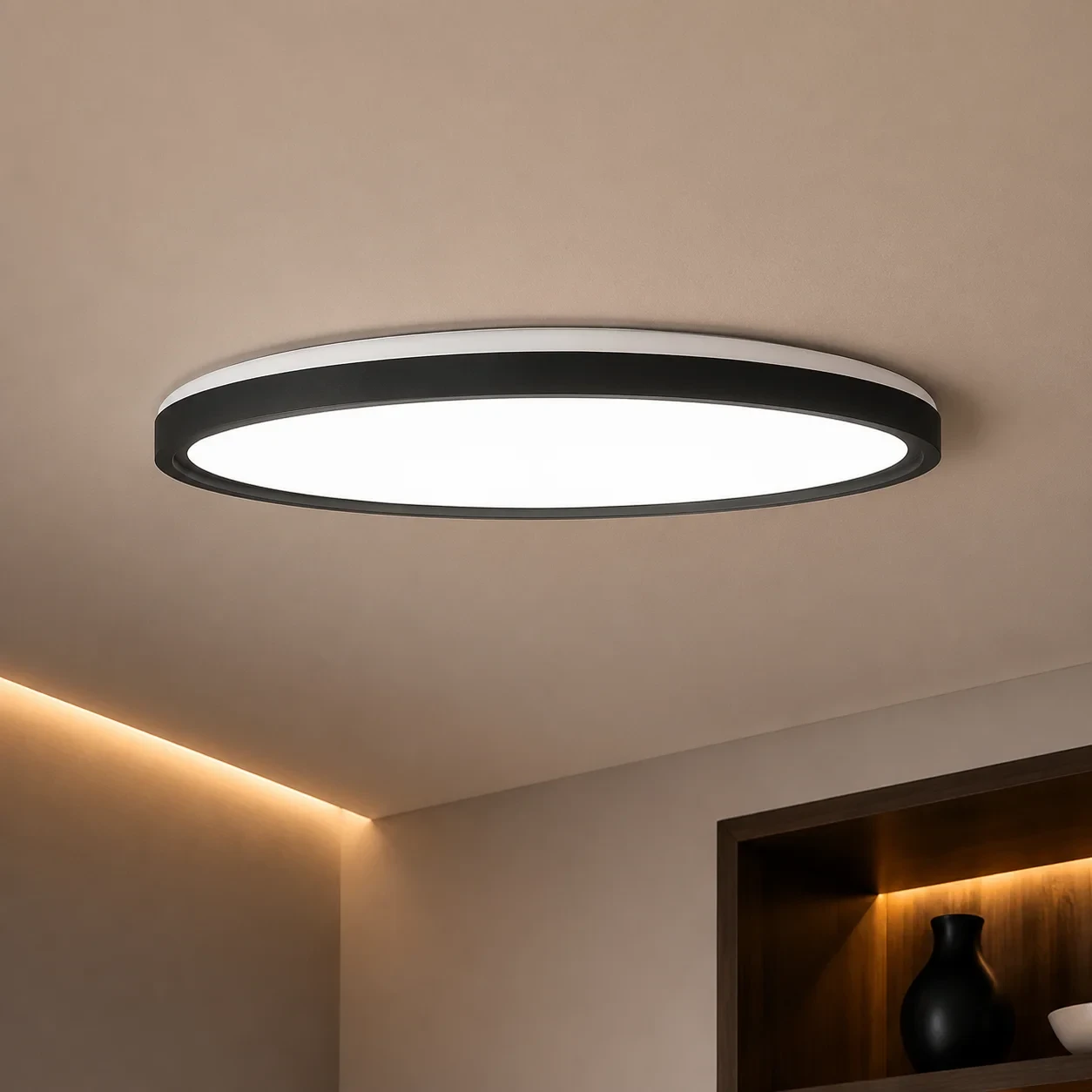 LED Plafondlamp, 22W, 1980 lumen, Ø29 cm, CCT 3000K-4000K-6500K, IP54, Zwart