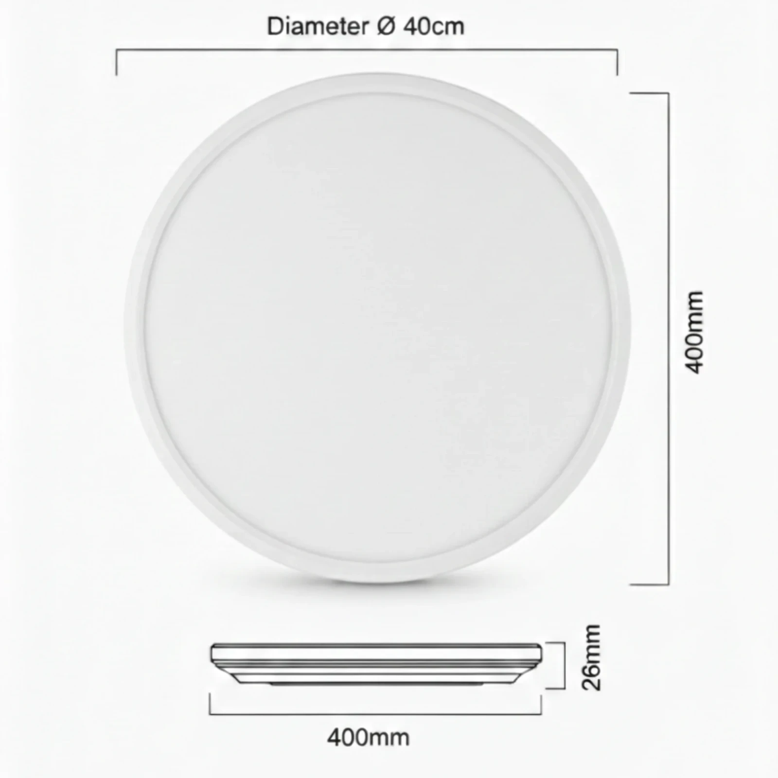 LED Plafondlamp, 36W, Ø40 cm, CCT 3000K-4000K-6500K, IP54, Wit