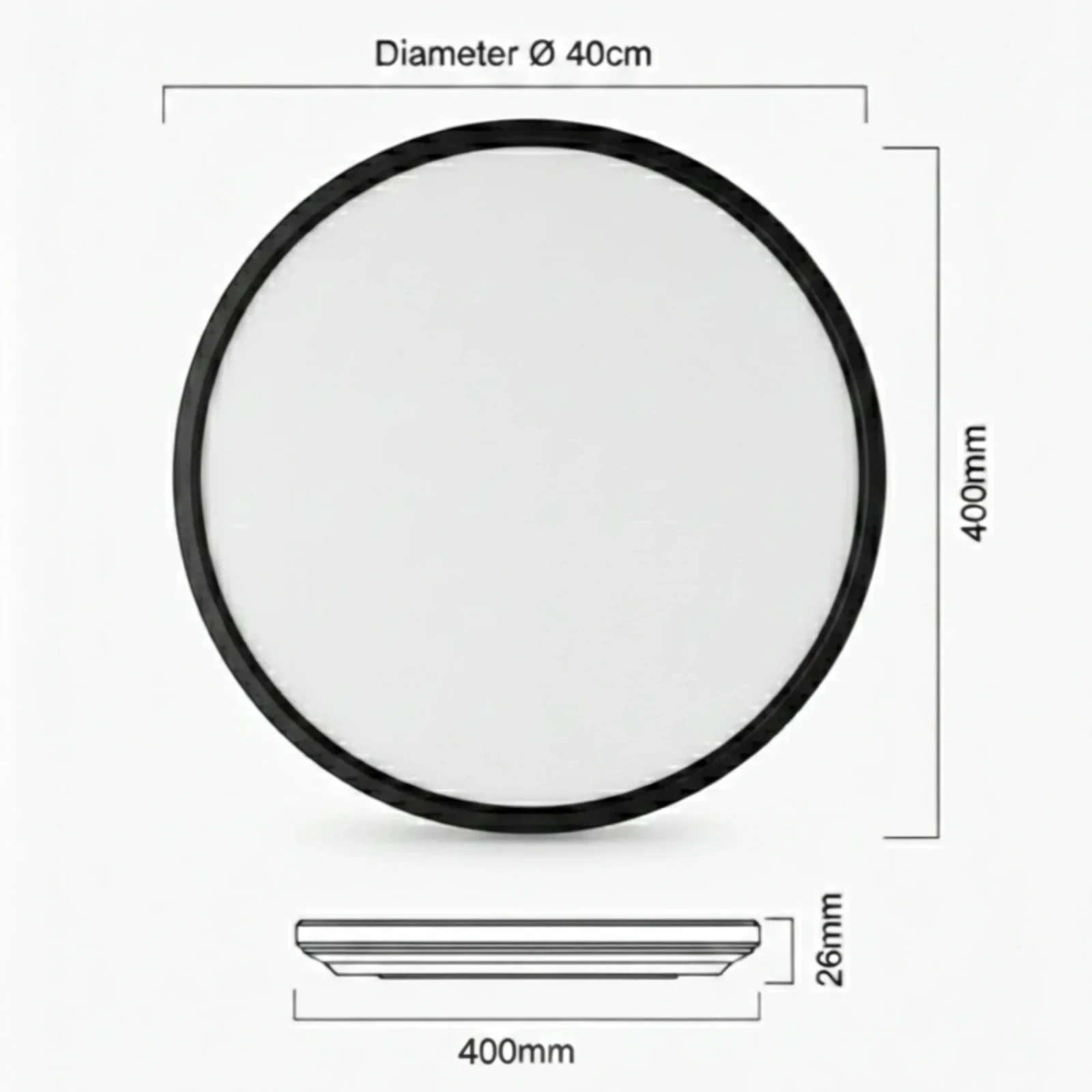 LED Plafondlamp, 36W, Ø40 cm, CCT 3000K-4000K-6500K, IP54, Zwart