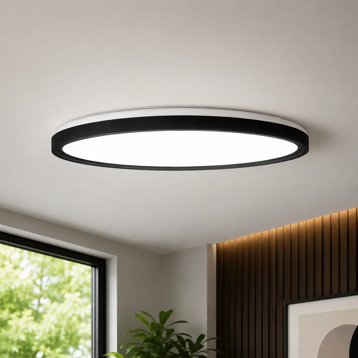 LED Plafondlamp, 36W, Ø40 cm, CCT 3000K-4000K-6500K, IP54, Zwart