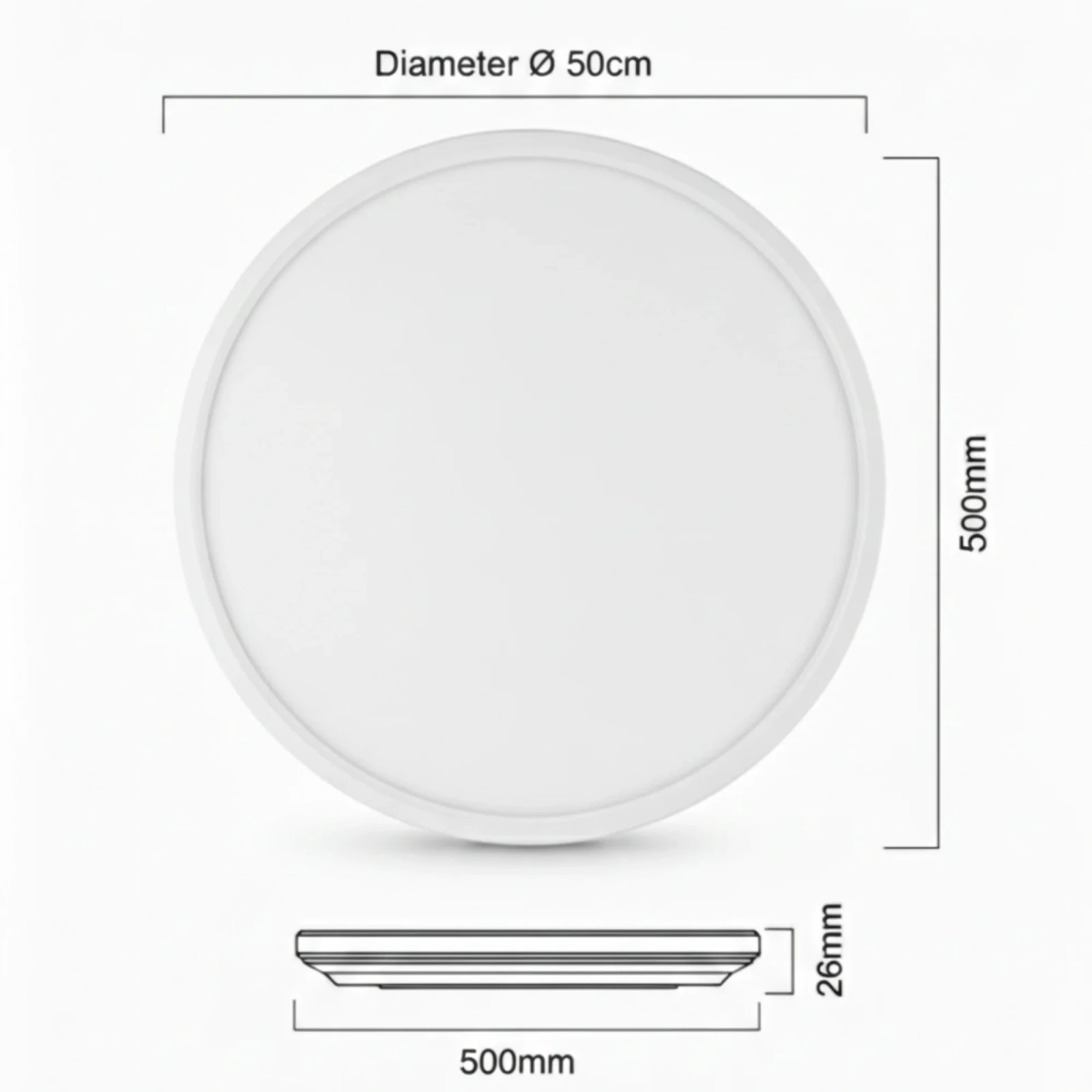 LED Plafondlamp, 48W, Ø50 cm, CCT 3000K-4000K-6500K, IP54, Wit