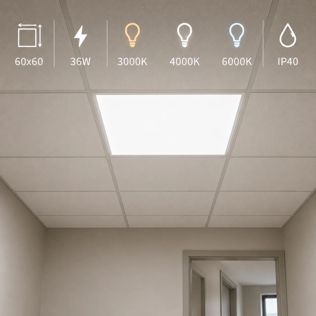 LED Paneel, 60x60 cm, 36W