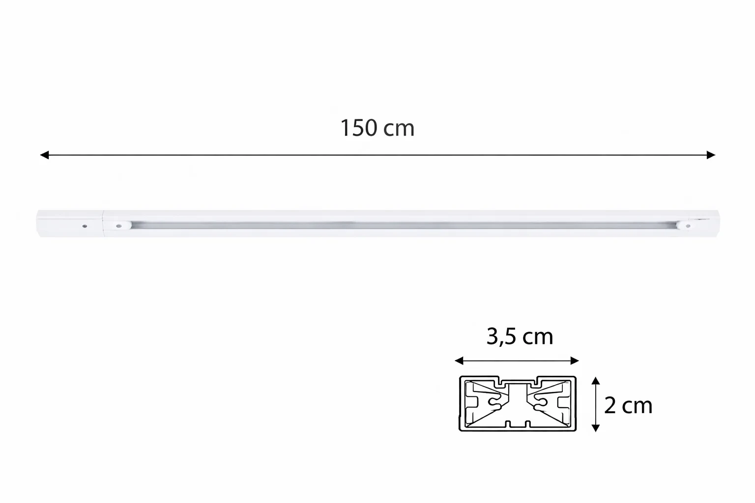 1-fase spanningsrail, 1500mm, Wit