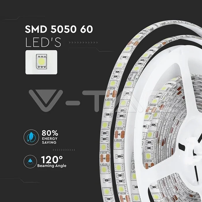 LED Strip 5 meter, 10W/m, 3000K Warm wit, IP65, 12V