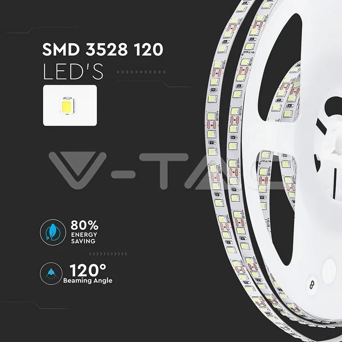LED Strip 5 meter, 7.2W/m, 6400K Helder wit, IP20, 12V