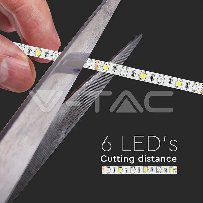 LED Strip 5 meter, 10.8W/m, 6400K Helder wit, IP20, 12V