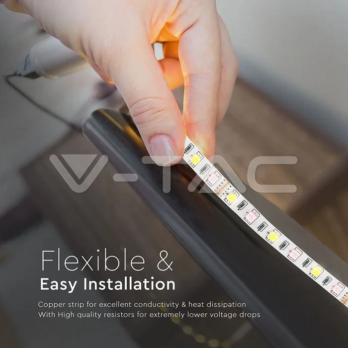 LED Strip 5 meter, 10.8W/m, 6400K Helder wit, IP20, 12V