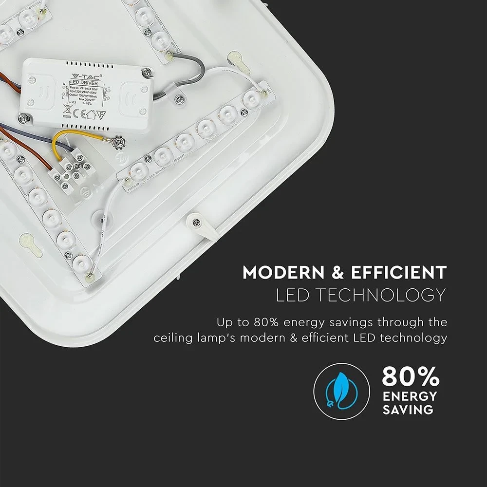 LED Plafondlamp, 25W, 3000K, Vierkant