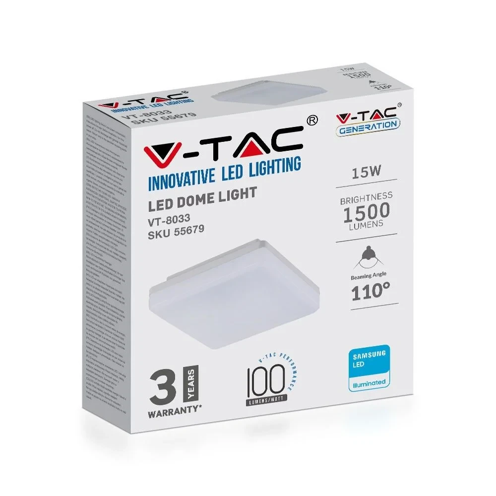 LED Plafondlamp, 4000K, Vierkant
