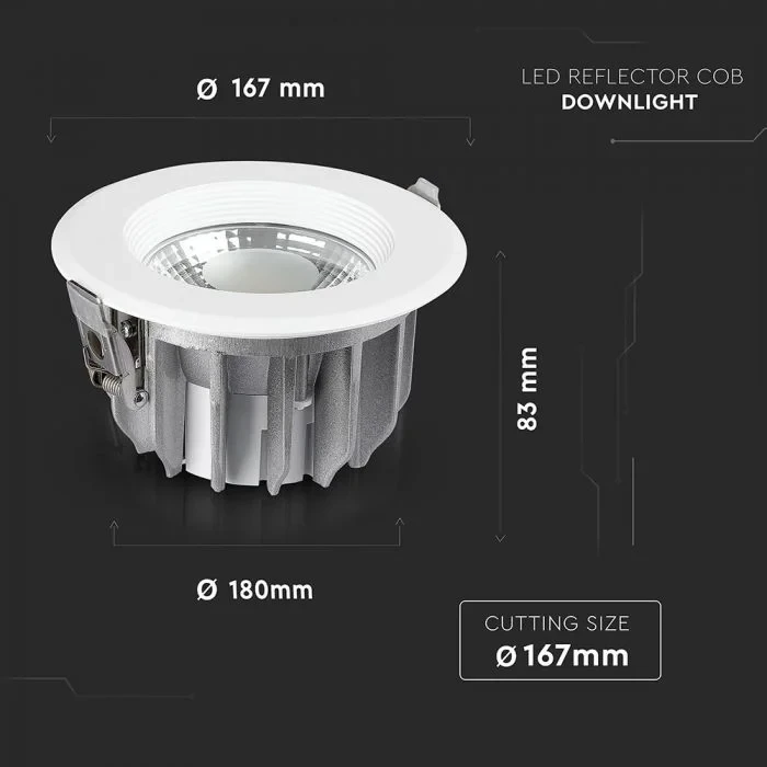 LED Reflector, COB Downlight, 20W, 6400K