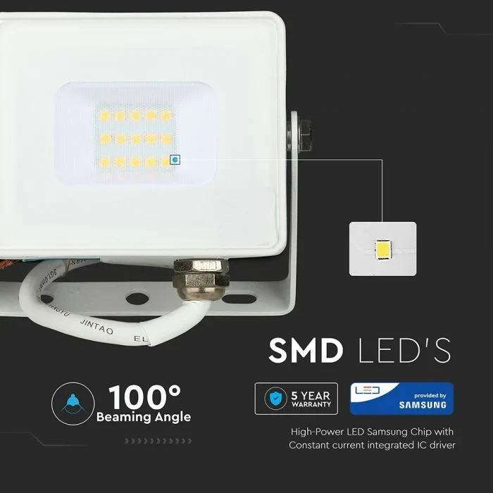 LED Breedstraler, SMD, 10W, Samsung Chip, 3000K, Wit