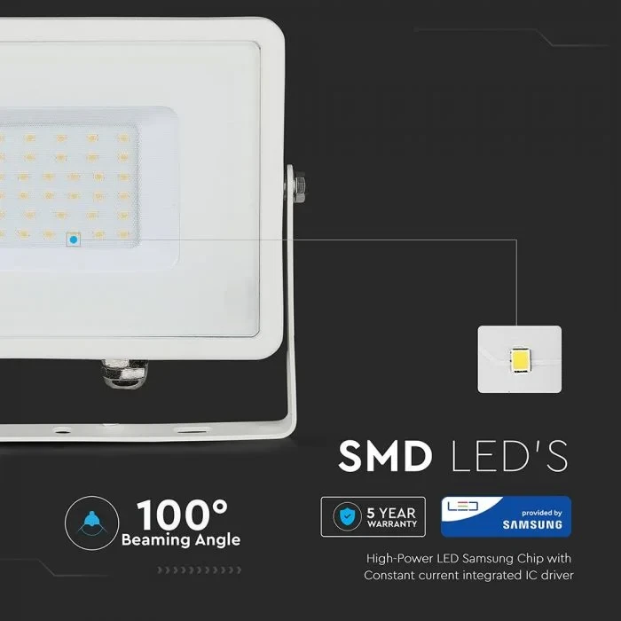 LED Breedstraler, 30W, 6400K, 2400lm, IP65, Wit