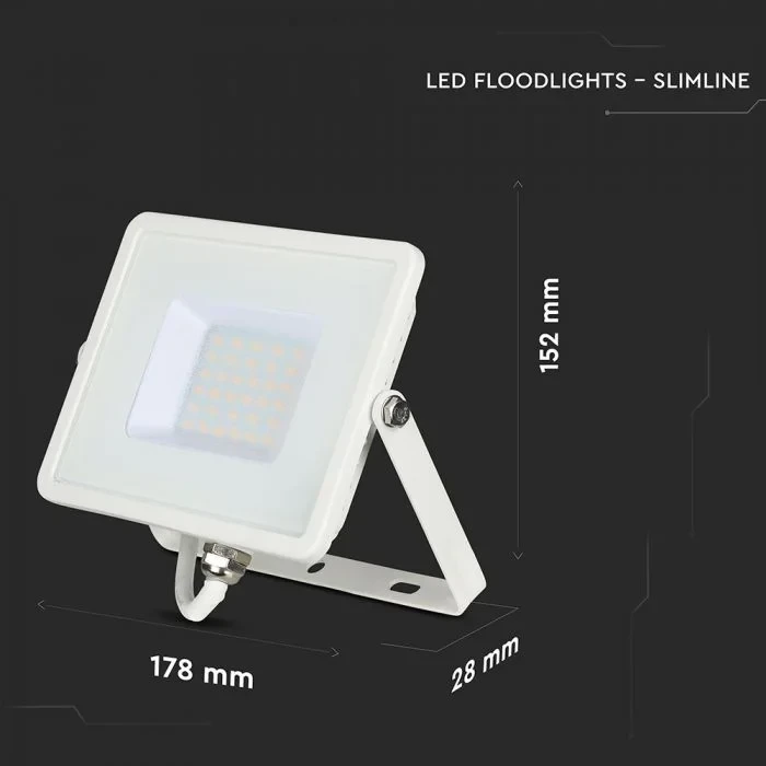 LED Breedstraler, 30W, 6400K, 2400lm, IP65, Wit