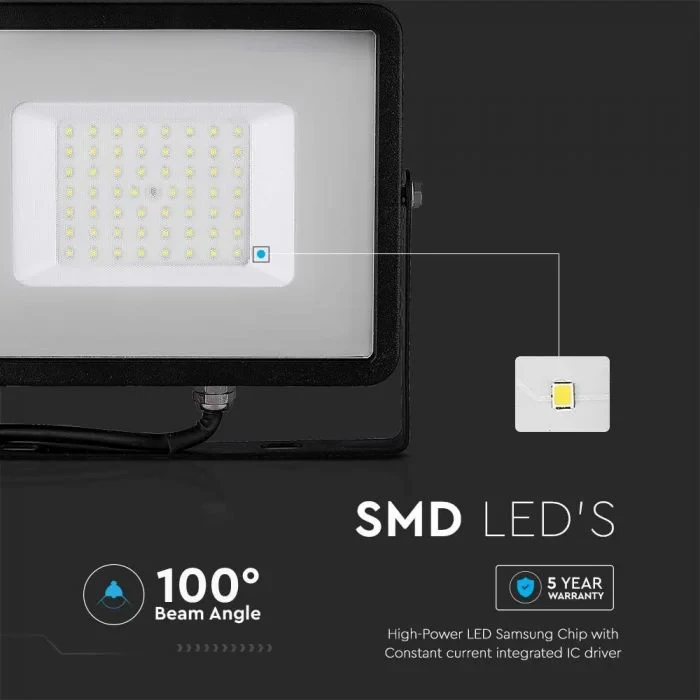 LED Breedstraler, 50W, 3000K Warm Wit, 4000lm, IP65, Zwart