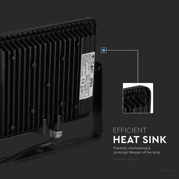 LED Breedstraler, 50W, 3000K Warm Wit, 4000lm, IP65, Zwart