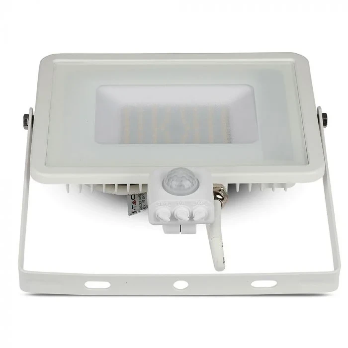 LED Breedstraler, 50W, SMD, PIR Sensor, Samsung LED Chip, 6400K, Witte Behuizing