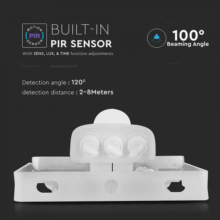 LED Breedstraler, 50W, SMD, PIR Sensor, Samsung LED Chip, 6400K, Witte Behuizing