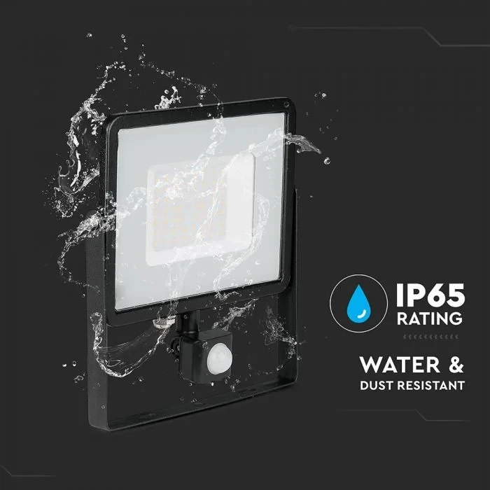 LED Breedstraler, 50W, SMD, PIR Sensor, Samsung LED Chip, 6400K, Zwarte Behuizing
