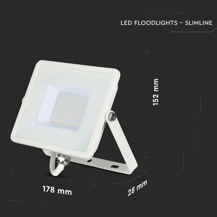 LED Breedstraler, 30W, SMD, Samsung LED Chip, 3000K, Witte Behuizing