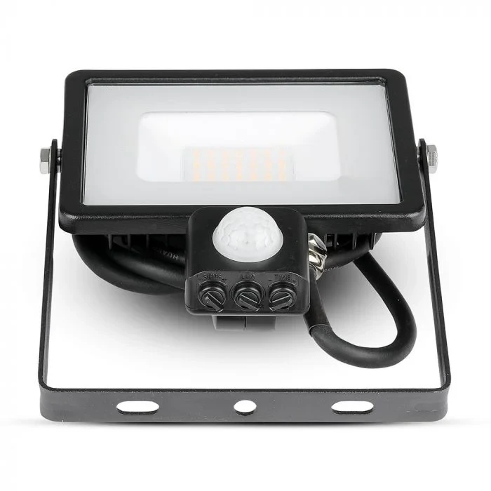 LED Breedstraler met Bewegingssensor, 20W, 6400K Wit, 1600lm, IP65, Zwart