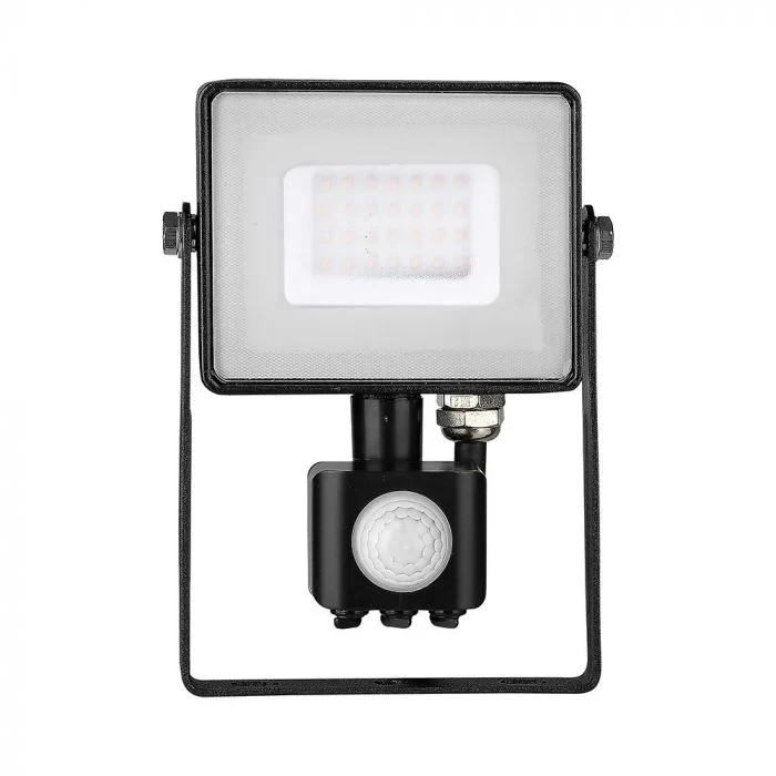 LED Breedstraler met Bewegingssensor, 30W, 6400K Wit, 2400lm, IP65, Zwart
