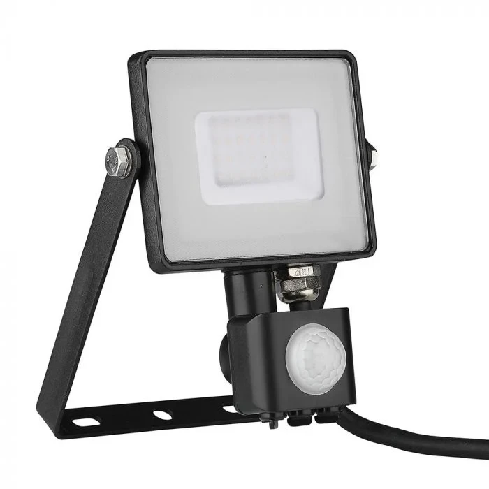 LED Breedstraler met Bewegingssensor, 30W, 6400K Wit, 2400lm, IP65, Zwart