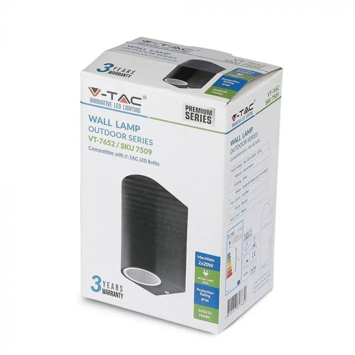 Wandlamp GU10, Rond, Zwart Aluminium, IP44