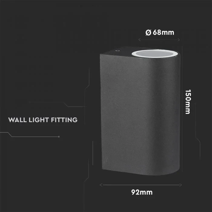 Wandlamp GU10, Rond, Zwart Aluminium, IP44