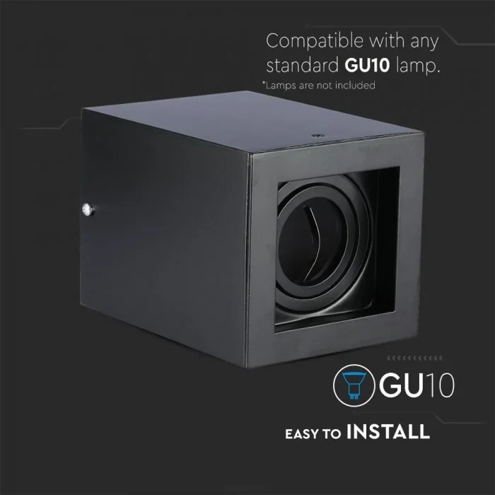 GU10 Fitting, Vierkant, Zwart