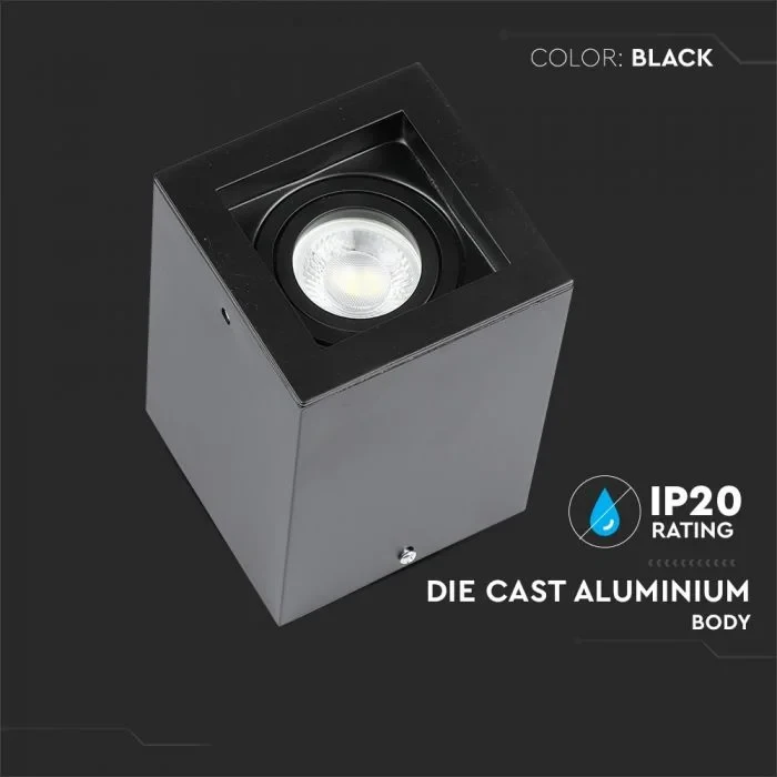 GU10 Fitting, Vierkant, Zwart