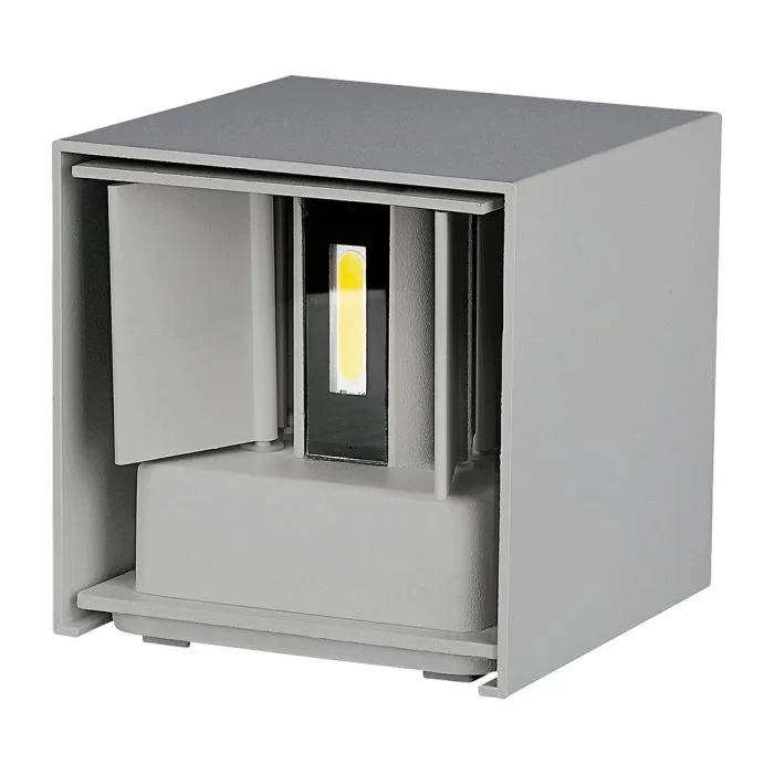 LED Up-Down Wandlamp, 6W, Vierkant, Grijs, 3000K Warm Wit